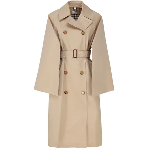 Gabardine Double-Breasted Coat , female, Sizes: XS - Burberry - Modalova