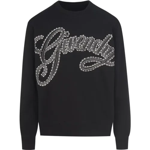 Embroidered Logo Sweatshirt with Studs and Crystals , female, Sizes: S - Givenchy - Modalova