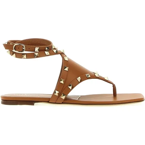 Nieten Flache Sandalen Frauen Leder Italien - Valentino Garavani - Modalova