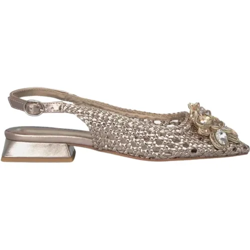 Rhinestone raffia flat shoes , female, Sizes: 5 UK, 3 UK - Alma en Pena - Modalova