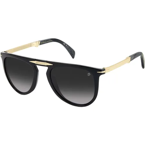 Folding Sunglasses in Black/Grey Shaded , male, Sizes: 54 MM - Eyewear by David Beckham - Modalova