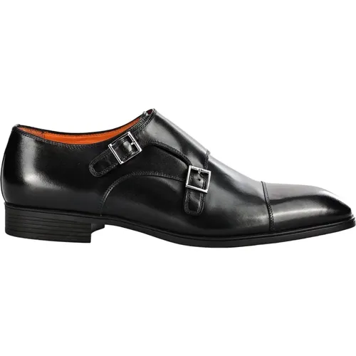 Italian Leather Lace-Up Shoes , male, Sizes: 7 UK - Santoni - Modalova