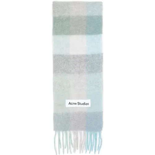 Green Checkered Fringed Scarf Aw24 , unisex, Sizes: ONE SIZE - Acne Studios - Modalova