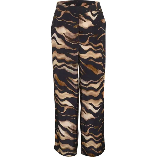 Tiger Print Wide Leg Pants , female, Sizes: XS, 2XL - Kaffe - Modalova
