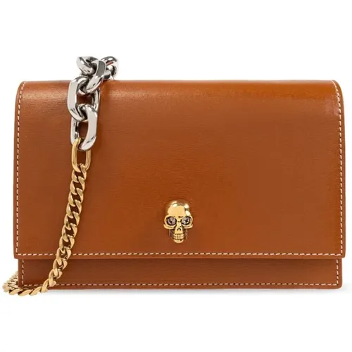 Skull Kleine Leder Tasche Beige - alexander mcqueen - Modalova