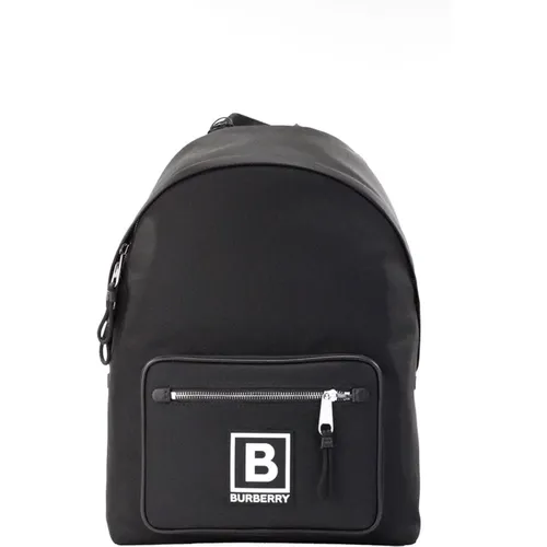 Schwarzer Nylon-Rucksack mit Reißverschlusstaschen - Burberry - Modalova