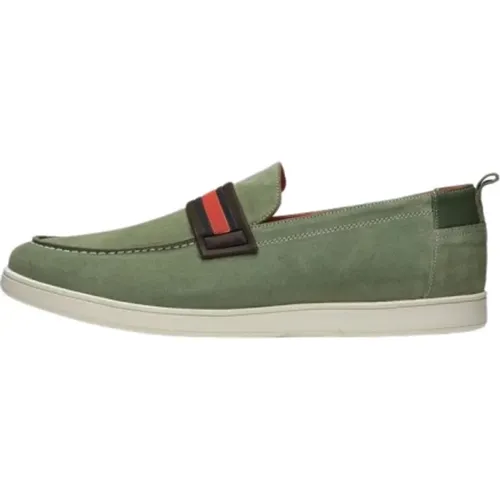 Grüne Leder Slip-On Schuhe , Herren, Größe: 46 EU - Poche Paris - Modalova