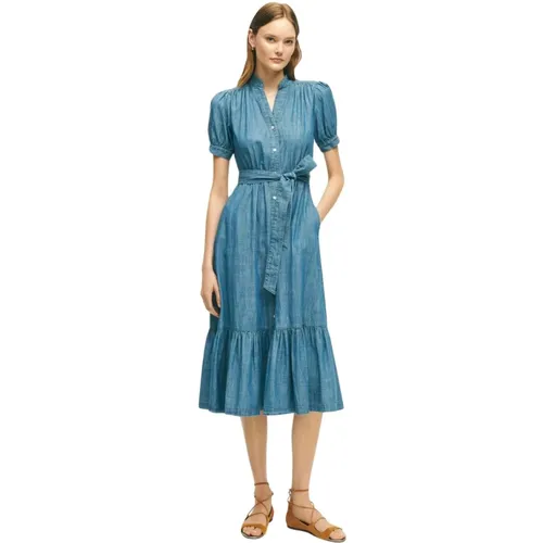 Blaues Baumwollkleid , Damen, Größe: L - Brooks Brothers - Modalova