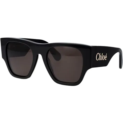 Stylische Sonnenbrille für sonnige Tage,Mutige Eckige Sonnenbrille mit Oversized-Bügeln - Chloé - Modalova