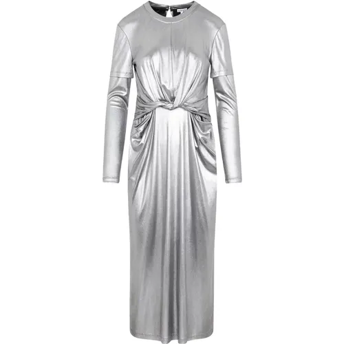 Silber Metallic Drapiertes Kleid Aw23 - Loewe - Modalova