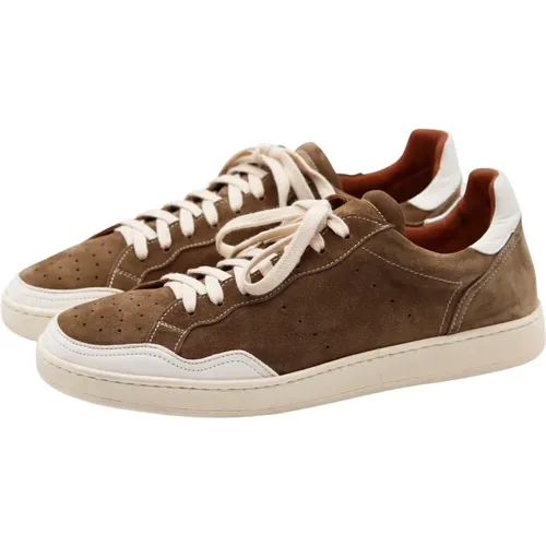 Taupe Low Sneaker with Leather Mix , male, Sizes: 12 UK, 7 UK, 6 UK - Elia Maurizi - Modalova