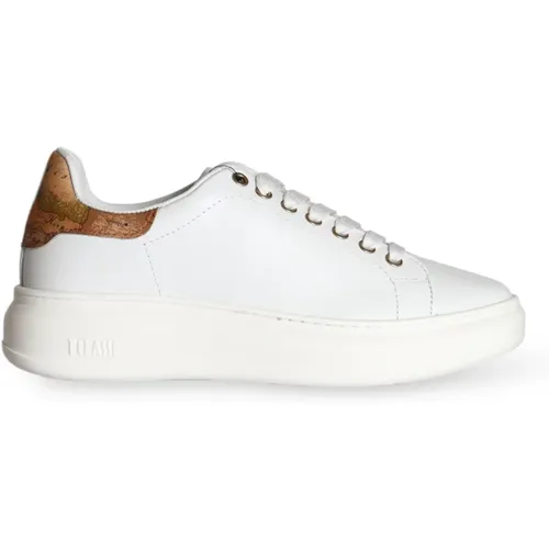 Weiße Leder-Casual-Sneakers mit Geo Classic Print , Damen, Größe: 36 EU - Alviero Martini 1a Classe - Modalova