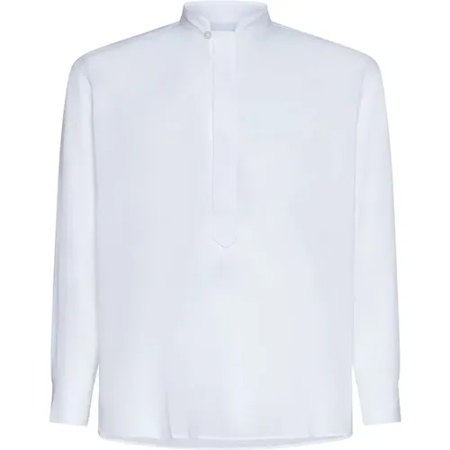 Weiße Halbtransparente Hemd mit Stehkragen,Weißes Herrenhemd - Lardini - Modalova
