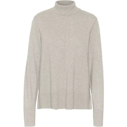 Grau Melange Rollkragenpullover , Damen, Größe: XL - Cream - Modalova