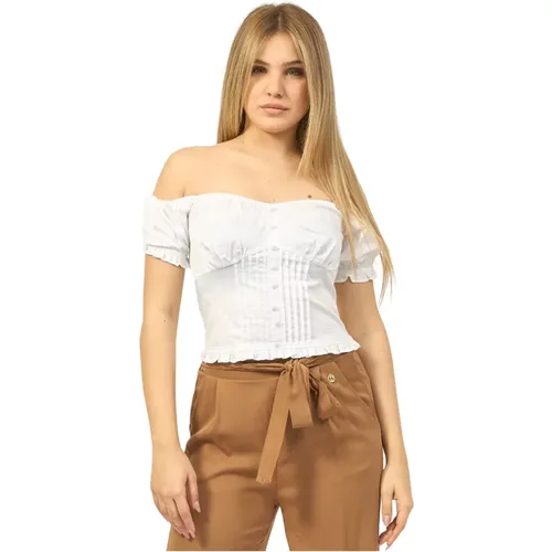Square Neck Cotton Shirt , female, Sizes: L, M - Guess - Modalova