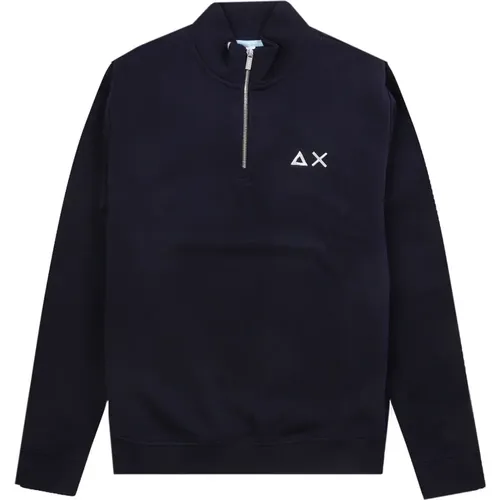 Herren Half Zip Navy Sweatshirt - Sun68 - Modalova