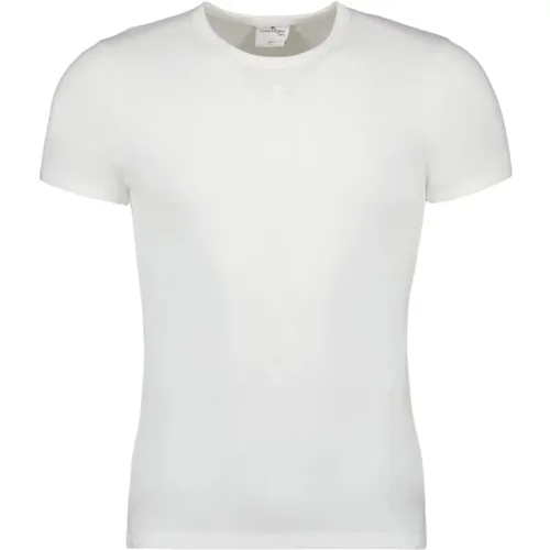 Kontrast-T-Shirt, Kurzarm, Besticktes Logo,Kontrast T-Shirt mit Besticktem Logo,Kontrast T-Shirt, Kurzarm, Besticktes Logo - Courrèges - Modalova