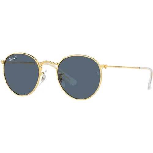 Round Polarized Kids Sunglasses Blue/Gold , unisex, Sizes: 44 MM - Ray-Ban - Modalova