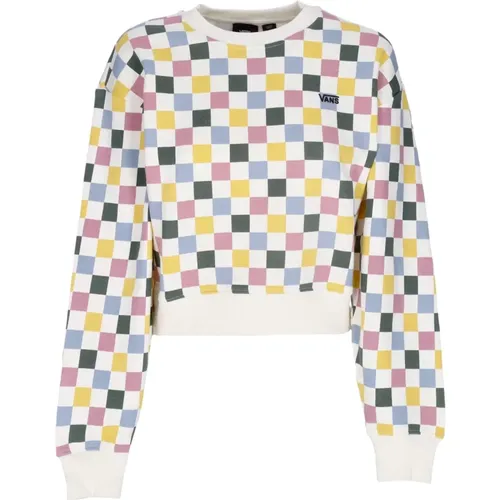 Checkered Crop Crewneck Sweatshirt White , female, Sizes: L - Vans - Modalova