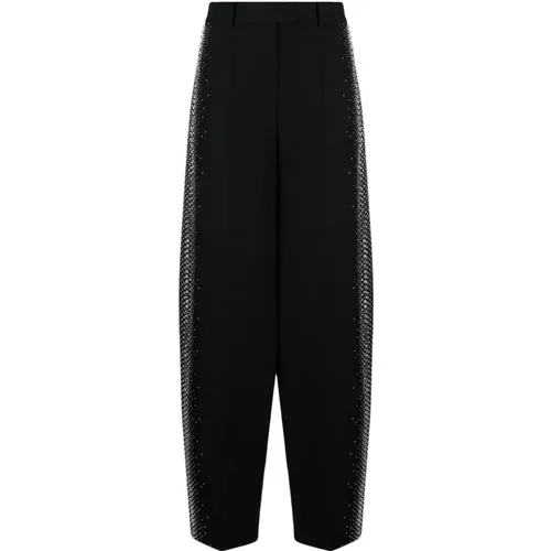Wool Rhinestone Embellished Trousers , female, Sizes: XS - The Attico - Modalova