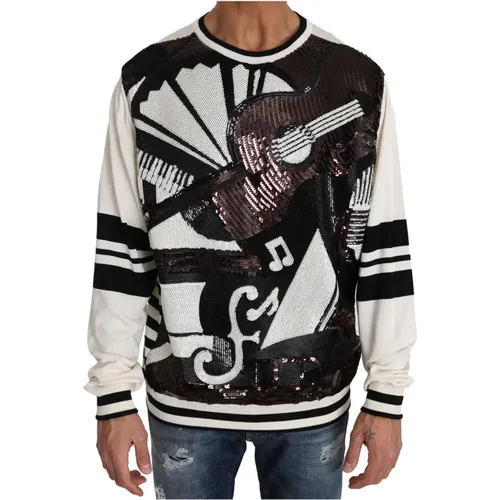 Pailletten Seiden Jazz Guitar Pullover - Dolce & Gabbana - Modalova