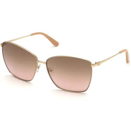 Stilvolle Sonnenbrille mit braunem Spiegelglas , Damen, Größe: 64 MM - Guess - Modalova