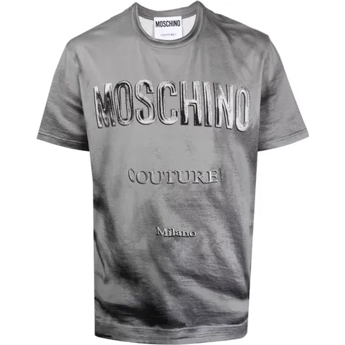 Logo Print Baumwoll T-Shirt - Größe 48 - Moschino - Modalova