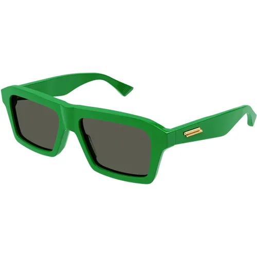 Grün/Graue Sonnenbrille , Herren, Größe: 55 MM - Bottega Veneta - Modalova