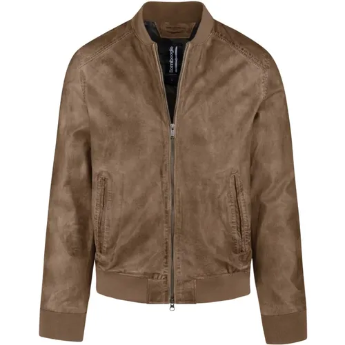 Timeless Style Leather Bomber Jacket , male, Sizes: 3XL - BomBoogie - Modalova