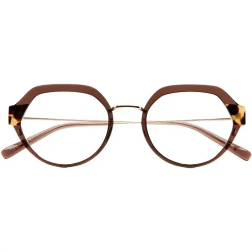 Ovale Braune Brille mit Edelstahlakzenten , unisex, Größe: ONE Size - Kaleos - Modalova