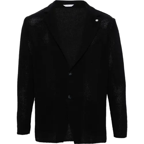 Knitted Jacket with Brooch Detail , male, Sizes: S - Manuel Ritz - Modalova