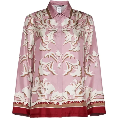 Pink Primula Silk Ornamental Print Shirt , female, Sizes: S - Max Mara - Modalova