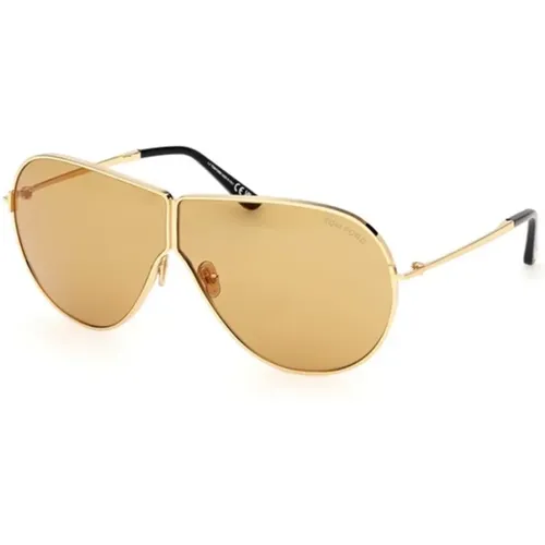 Shiny Deep Gold Brown Sunglasses , unisex, Sizes: ONE SIZE - Tom Ford - Modalova