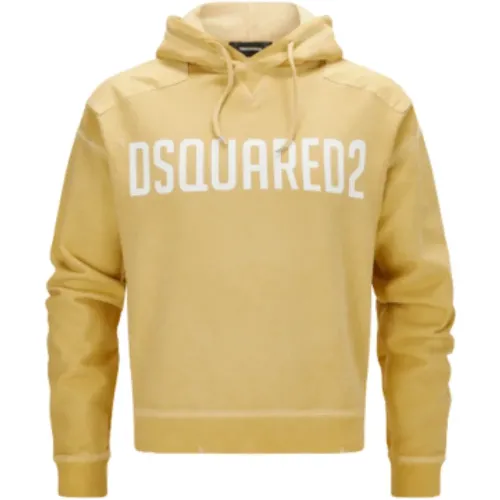 Mustard Yellow Hooded Sweatshirt - Size L , male, Sizes: S, M - Dsquared2 - Modalova