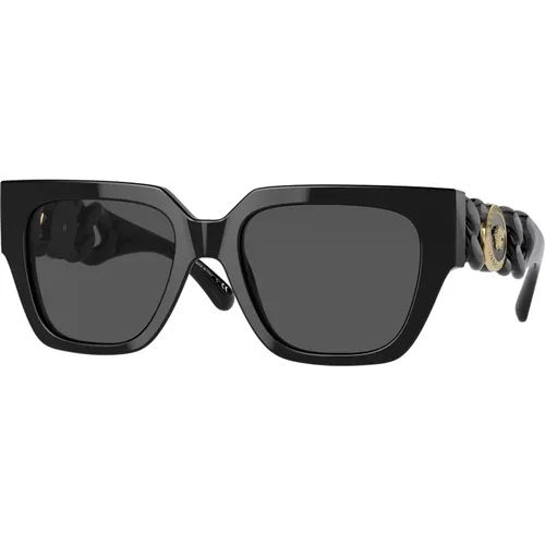 Stilvolle Sonnenbrille mit dunkelgrauen Gläsern - Versace - Modalova