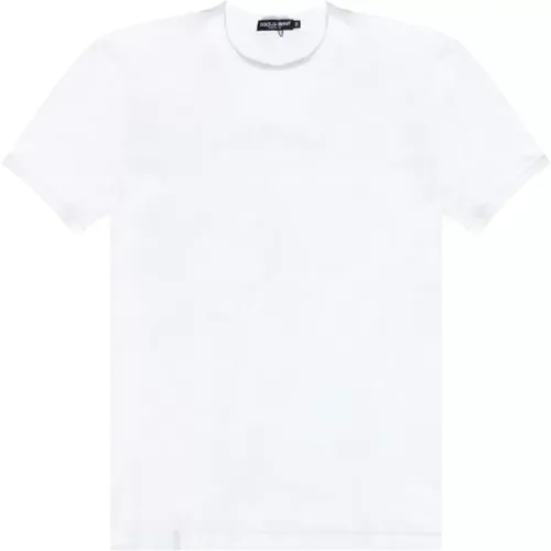 Weißes Besticktes Signature T-Shirt , Herren, Größe: M - Dolce & Gabbana - Modalova