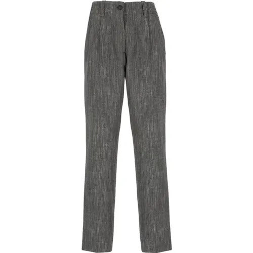 Grey Wool Blend Elastic Waist Pants , female, Sizes: M - Golden Goose - Modalova