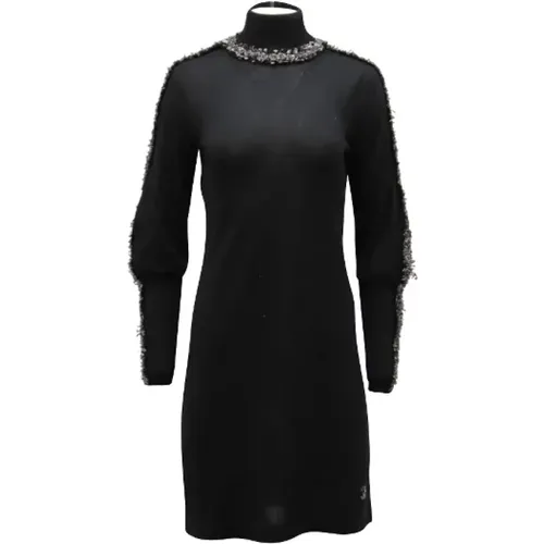 Gebrauchtes Schwarzes Tweed-Kleid mit hohem Kragen - Chanel Vintage - Modalova