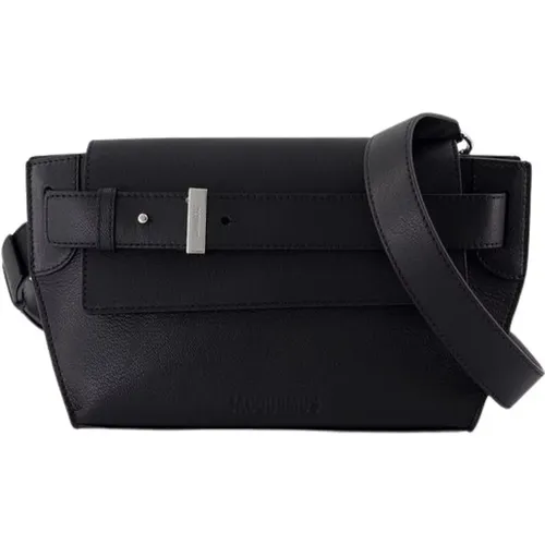 Schwarze Leder-Crossbody-Tasche mit Klettverschluss - Jacquemus - Modalova