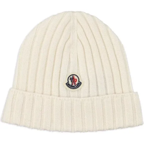 White Knit Logo Patch Hat , male, Sizes: XS, 2XS - Moncler - Modalova