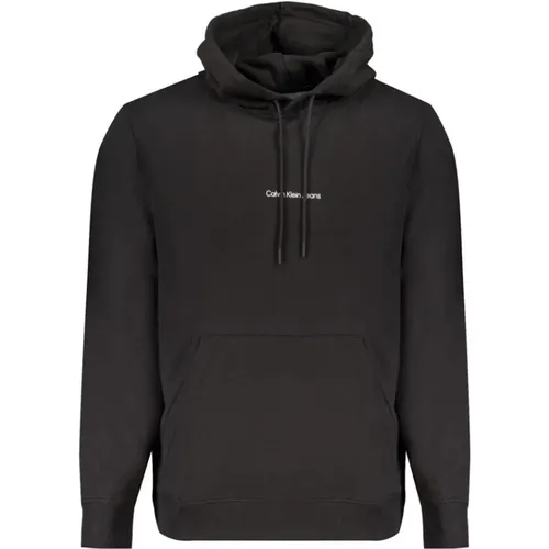 Schwarzer Baumwoll-Hoodie Sweatshirt Logo-Druck , Herren, Größe: 2XL - Calvin Klein - Modalova