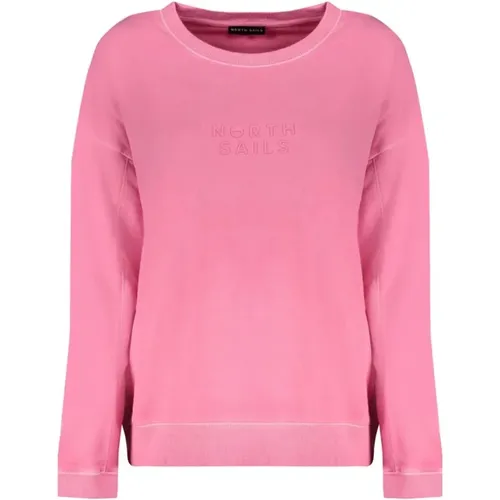 Rosa Baumwoll-Sweatshirt Logo Gebürstet , Damen, Größe: M - North Sails - Modalova