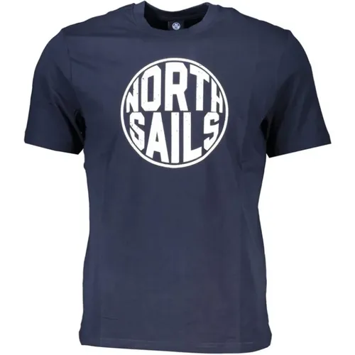 Blauer Baumwoll-Logo-Print-Tee , Herren, Größe: M - North Sails - Modalova