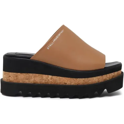 Sandals with Logo Print and Cork Platform , female, Sizes: 5 UK, 6 UK, 3 1/2 UK - Stella Mccartney - Modalova