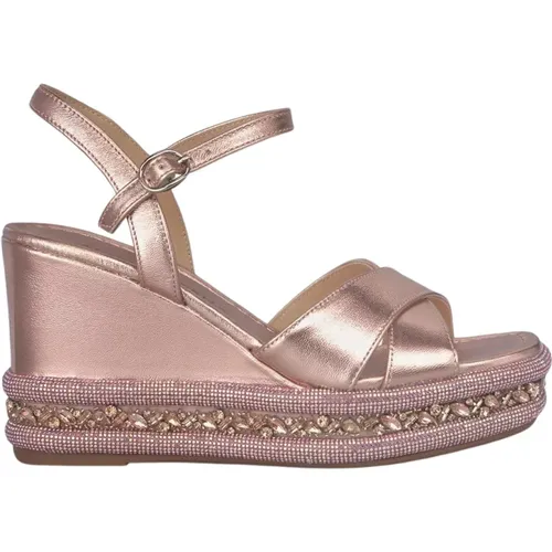 Rhinestone Wedge Sandal , female, Sizes: 7 UK, 5 UK, 4 UK, 6 UK, 3 UK - Alma en Pena - Modalova