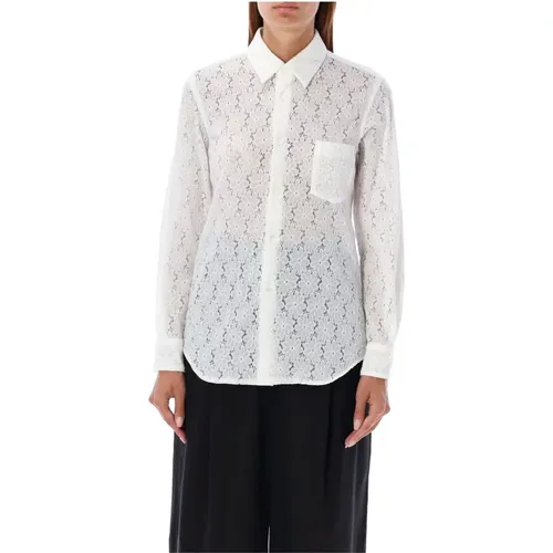 Off- Sheer Lace Button-up Shirt , female, Sizes: S, M - Comme des Garçons - Modalova