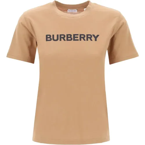 Texturiertes Logo-Print T-Shirt , Damen, Größe: S - Burberry - Modalova