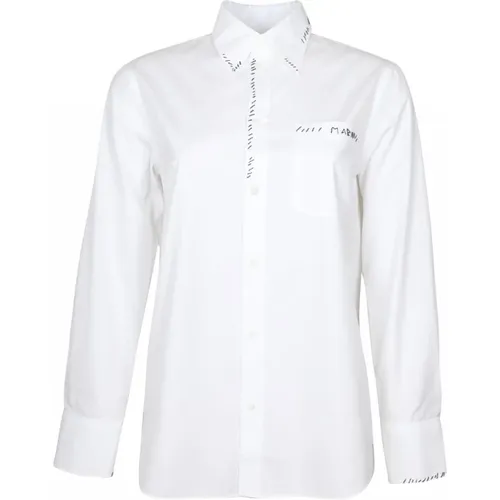 Cotton Shirt with Stitched Details , female, Sizes: XS, 2XS - Marni - Modalova