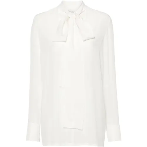 Silk V-Neck Shirt with Attached Scarf , female, Sizes: S, XS, M - SPORTMAX - Modalova