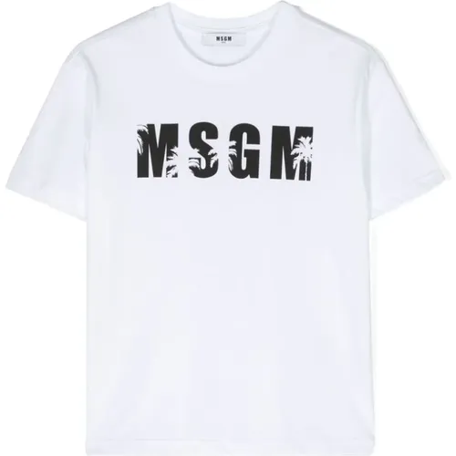 Logo Print Weiße T-Shirts und Polos - Msgm - Modalova